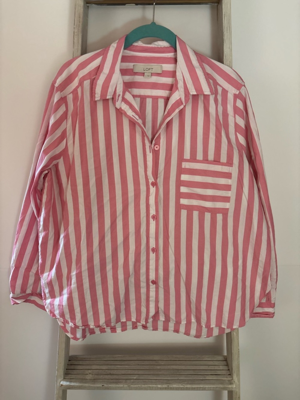 LOFT Womens Large cotton blend Button-Up, casual, 90’s, coffeehouse, feminine